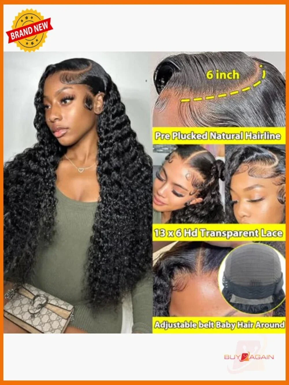Deep Wave 13x6 HD Lace Front Wig Human Hair 28 Inch Pre Plucked
